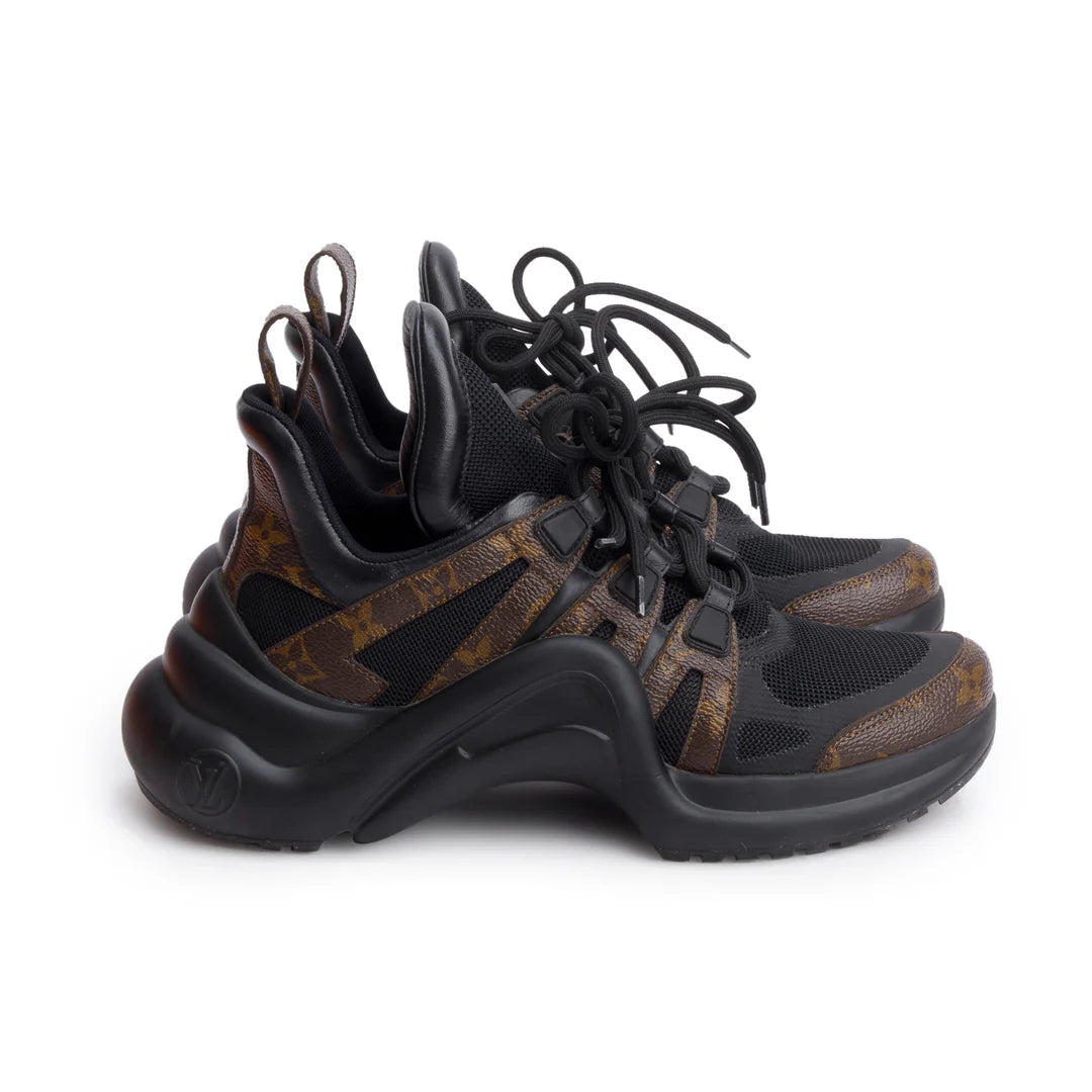 Monogram Trim Black LV Archlight Sneakers, Size 39 w/ Box
