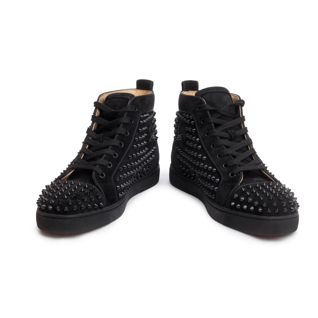 Black Suede Lou Spikes Sneakers, Men's Size 41.5 w/ Box