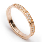 2023 18k Rose Gold Paved Diamond Love Ring, Mini Model Size 50 5.25 w/ Box &amp; Certificate