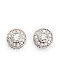 Platinum Diamond Circlet Stud Earrings w/ Box