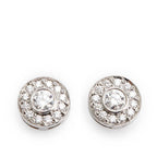 Platinum Diamond Circlet Stud Earrings w/ Box