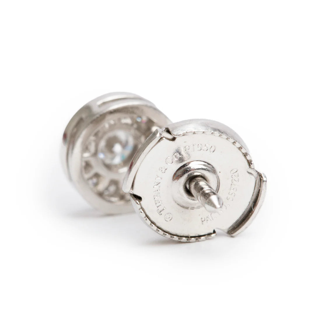 Platinum Diamond Circlet Stud Earrings w/ Box