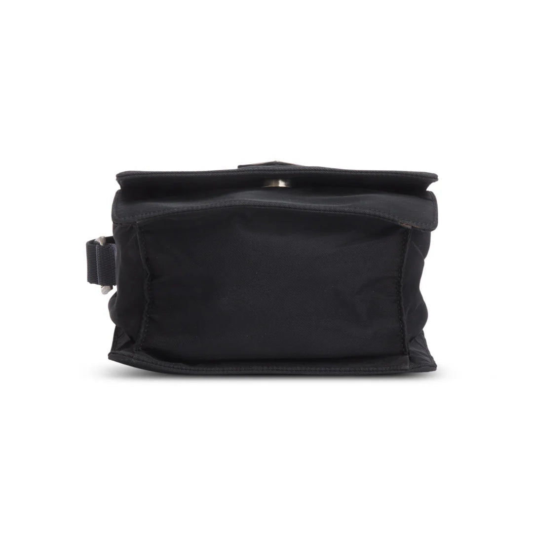 Black Tessuto Nylon Saffiano Crossbody Bag