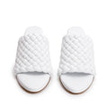 White Nappa Leather Padded Intreccio The Curve Mule Sandals, Size 38 w/ Box
