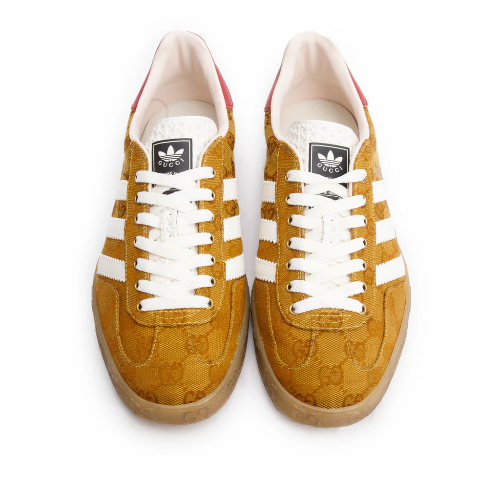 x Adidas Brown Vintage GG Monogram Gazelle Sneakers, Men's Size 7 w/ Box Coeur Cult Core