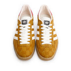 x Adidas Brown Vintage GG Monogram Gazelle Sneakers, Men's Size 7 w/ Box Coeur Cult Core