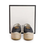 Black Nappa Matelasse GG Marmont Platform Espadrilles, Size 38 w/ Box