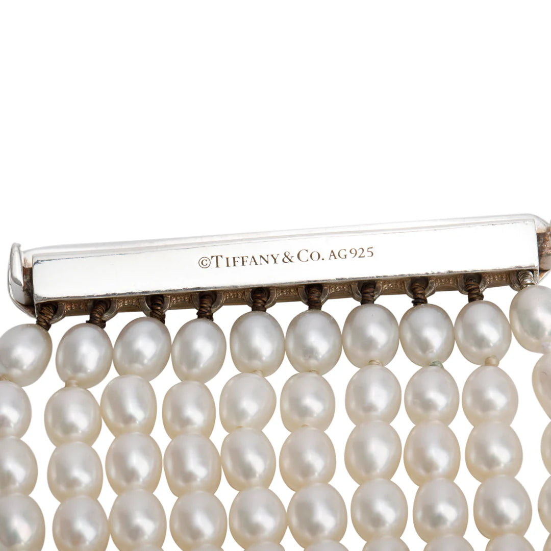 Sterling Silver Ziegfeld 10 Row Cultured Freshwater Pearl Bracelet w/ Box