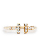 18k Yellow Gold T Wire Diamond Ring, Size 6.75 w/ Box