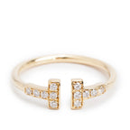 18k Yellow Gold T Wire Diamond Ring, Size 6.75 w/ Box