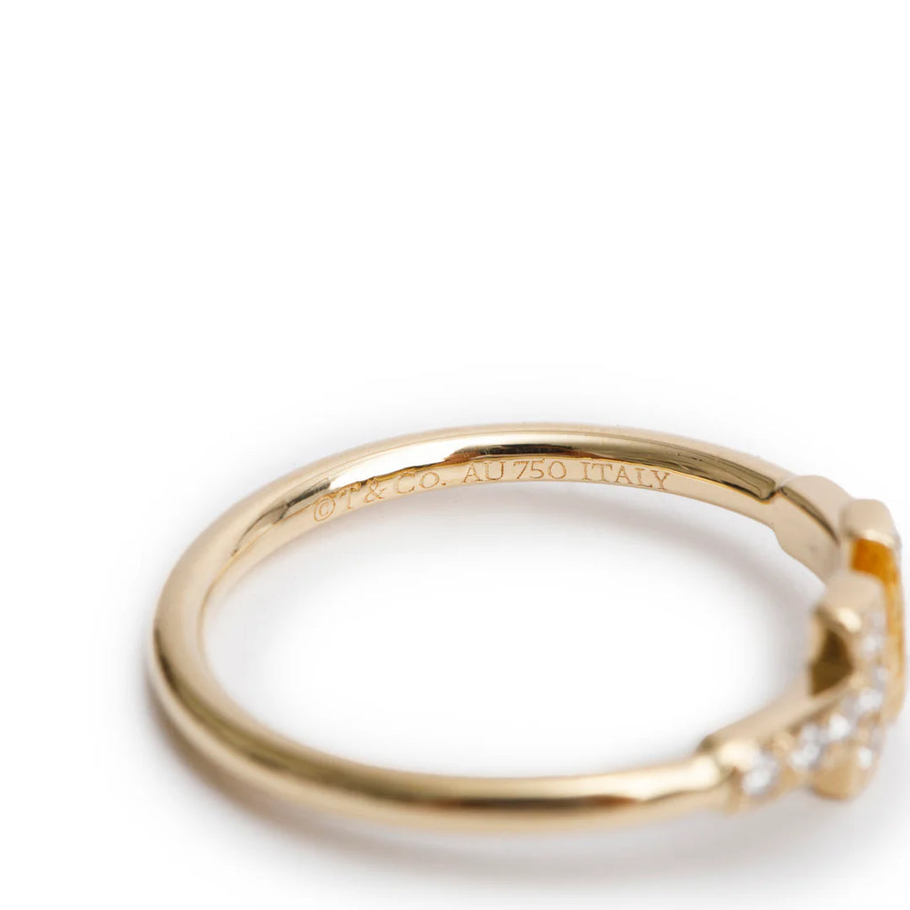 18k Yellow Gold T Wire Diamond Ring, Size 6.75 w/ Box