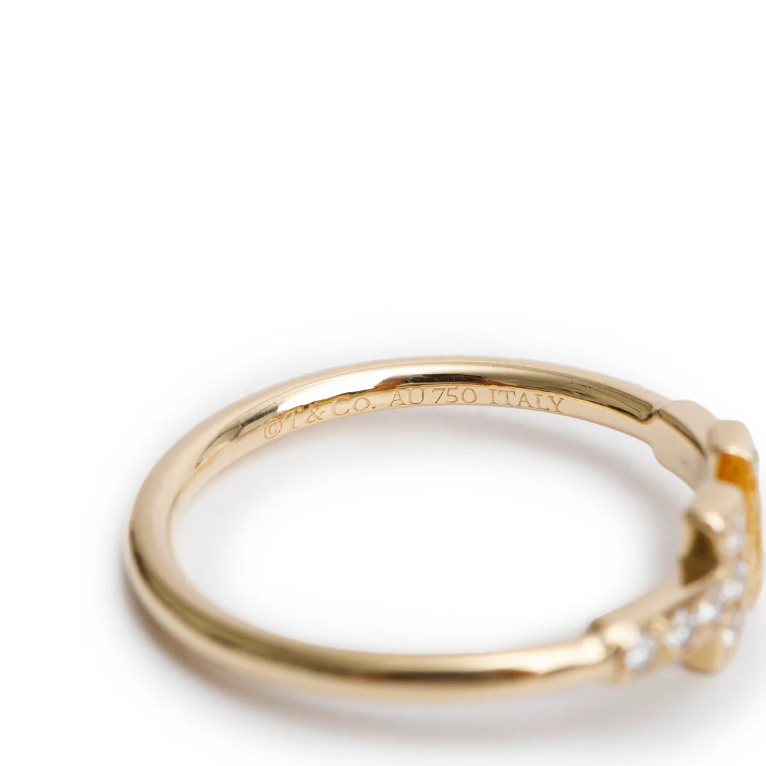 18k Yellow Gold T Wire Diamond Ring, Size 6.75 w/ Box