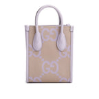Purple Monogram Jumbo GG Textured Dollar Calfskin Mini Tote Bag w/ Strap