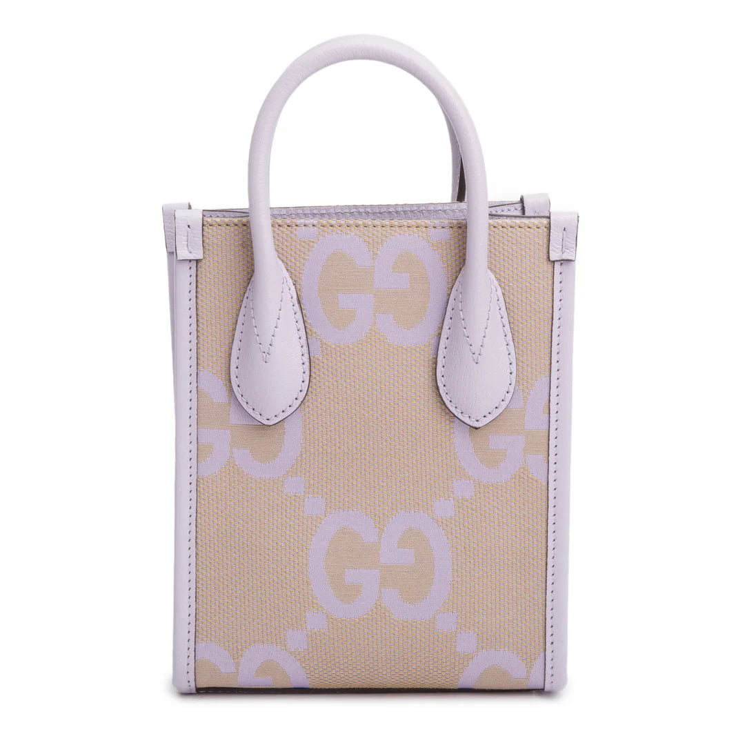 Purple Monogram Jumbo GG Textured Dollar Calfskin Mini Tote Bag w/ Strap