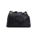 Black Grained Leather Medium Soho Chain Tote