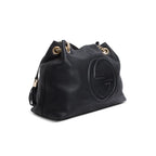 Black Grained Leather Medium Soho Chain Tote