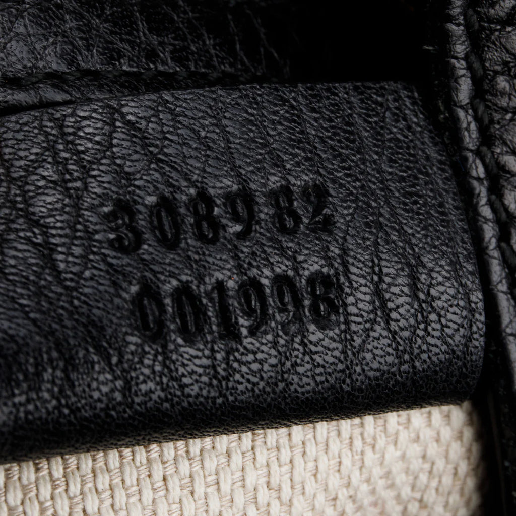 Black Grained Leather Medium Soho Chain Tote