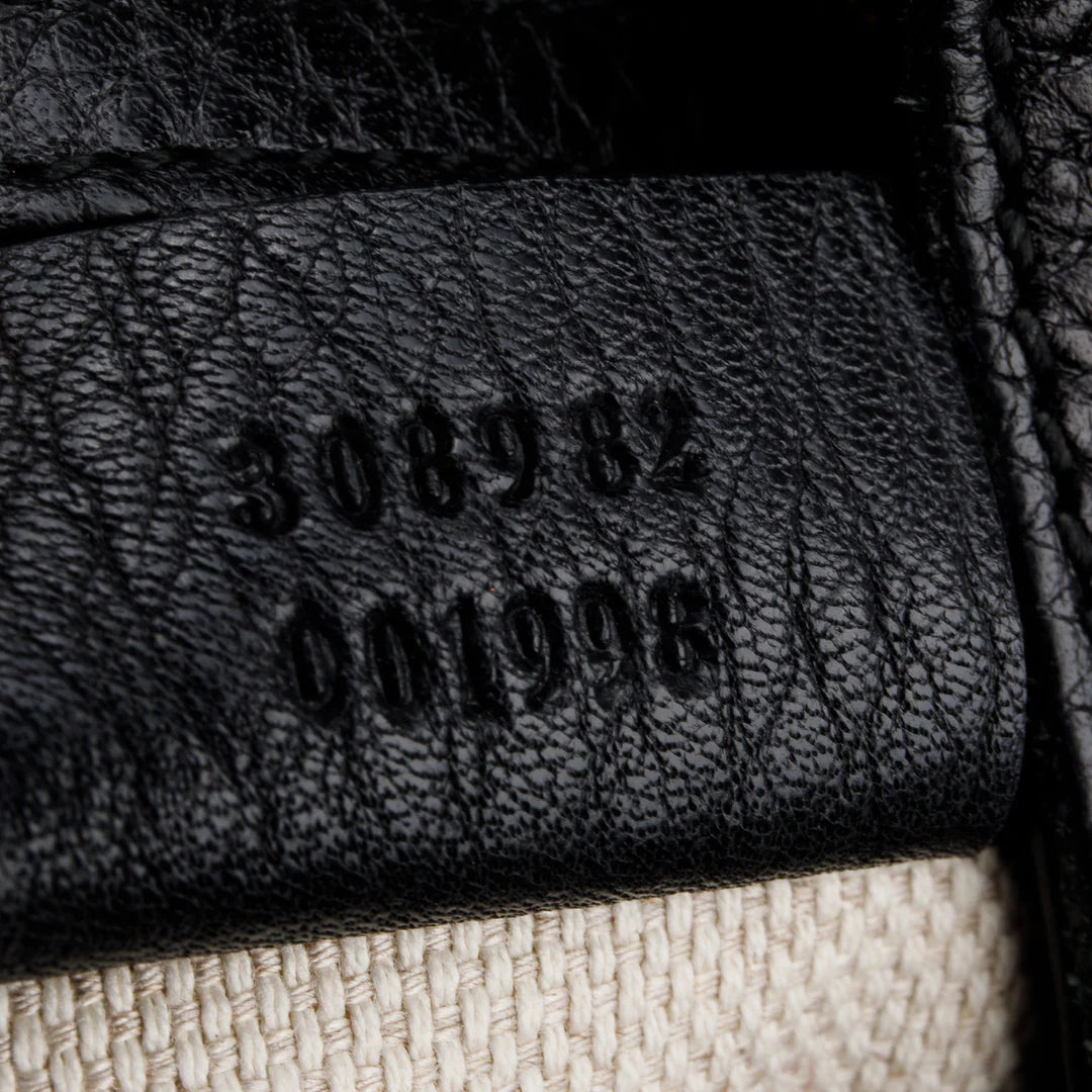 Black Grained Leather Medium Soho Chain Tote
