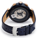 Rose Gold Plated Stainless Steel &amp; Blue PVD Tambour 46 MM Automatic Chronograph Watch Damier Cobalt V Dial QA090 w/ Box