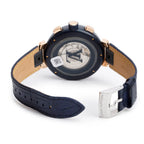 Rose Gold Plated Stainless Steel &amp; Blue PVD Tambour 46 MM Automatic Chronograph Watch Damier Cobalt V Dial QA090 w/ Box