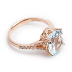 Effy 14k Rose Gold Aquamarine &amp; Diamond Ring, Size 7 w/ Box