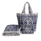2023 Blue Terry Cloth CC Beach Tote Set w/ Pouch, Towel, Box &amp; Receipt