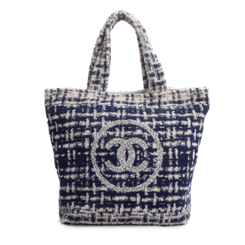 2023 Blue Terry Cloth CC Beach Tote Set w/ Pouch, Towel, Box &amp; Receipt