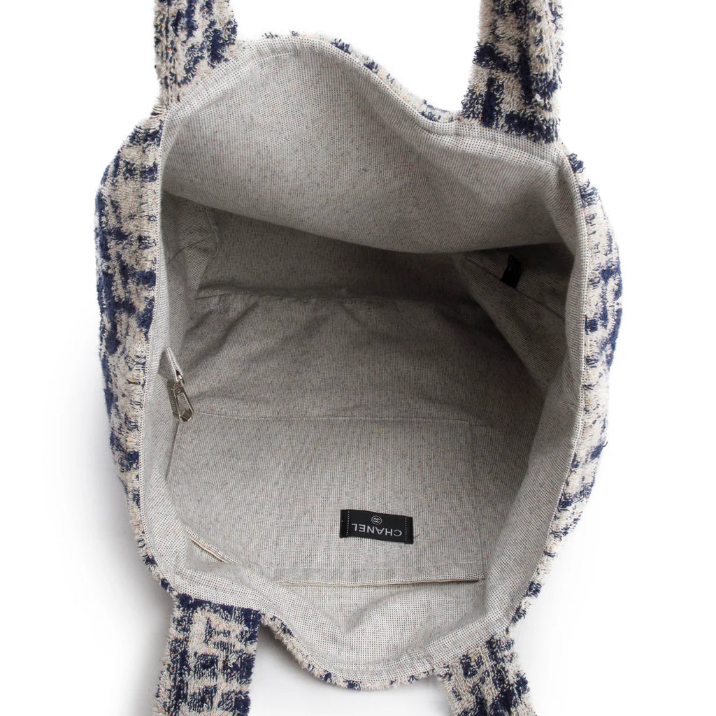 2023 Blue Terry Cloth CC Beach Tote Set w/ Pouch, Towel, Box &amp; Receipt