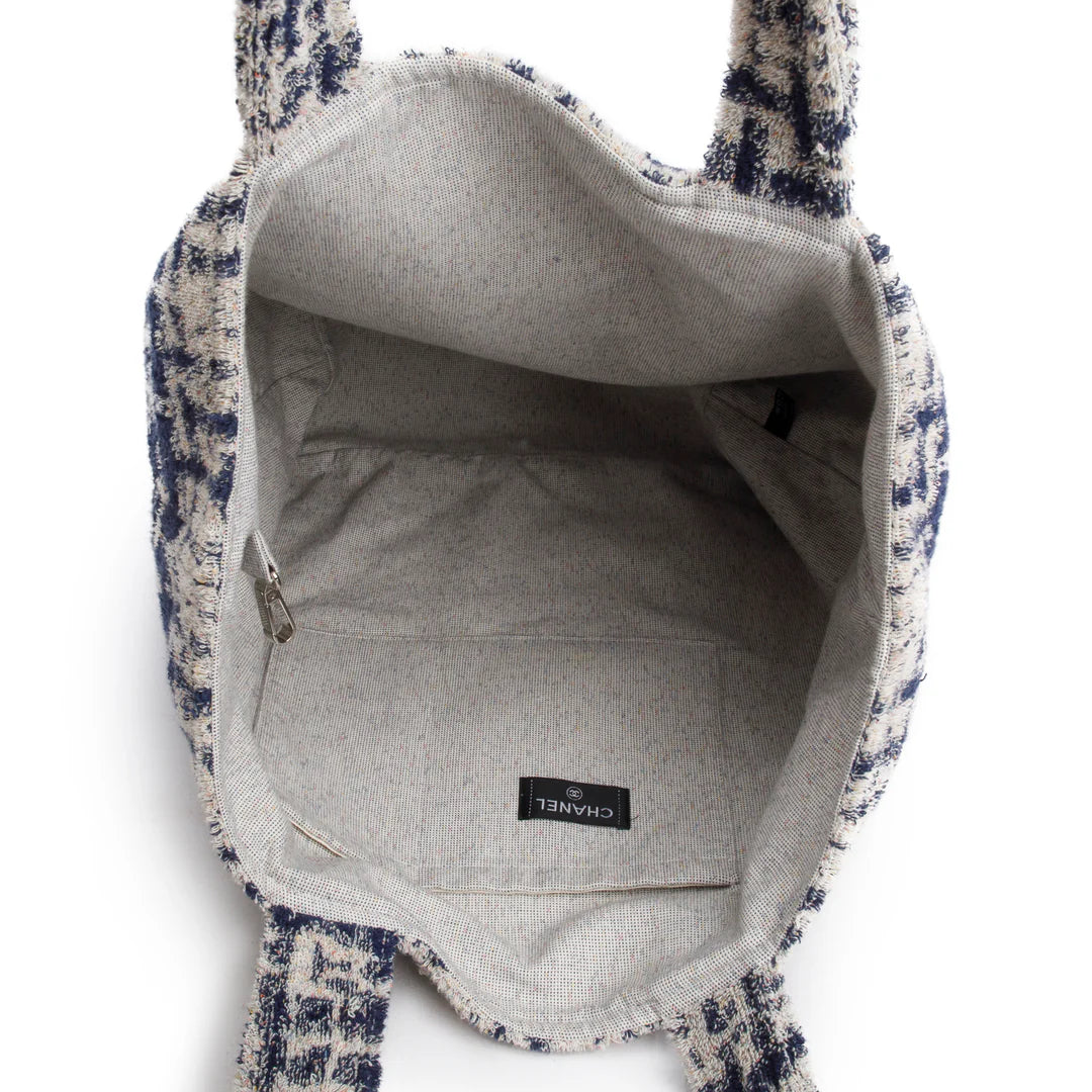 2023 Blue Terry Cloth CC Beach Tote Set w/ Pouch, Towel, Box &amp; Receipt