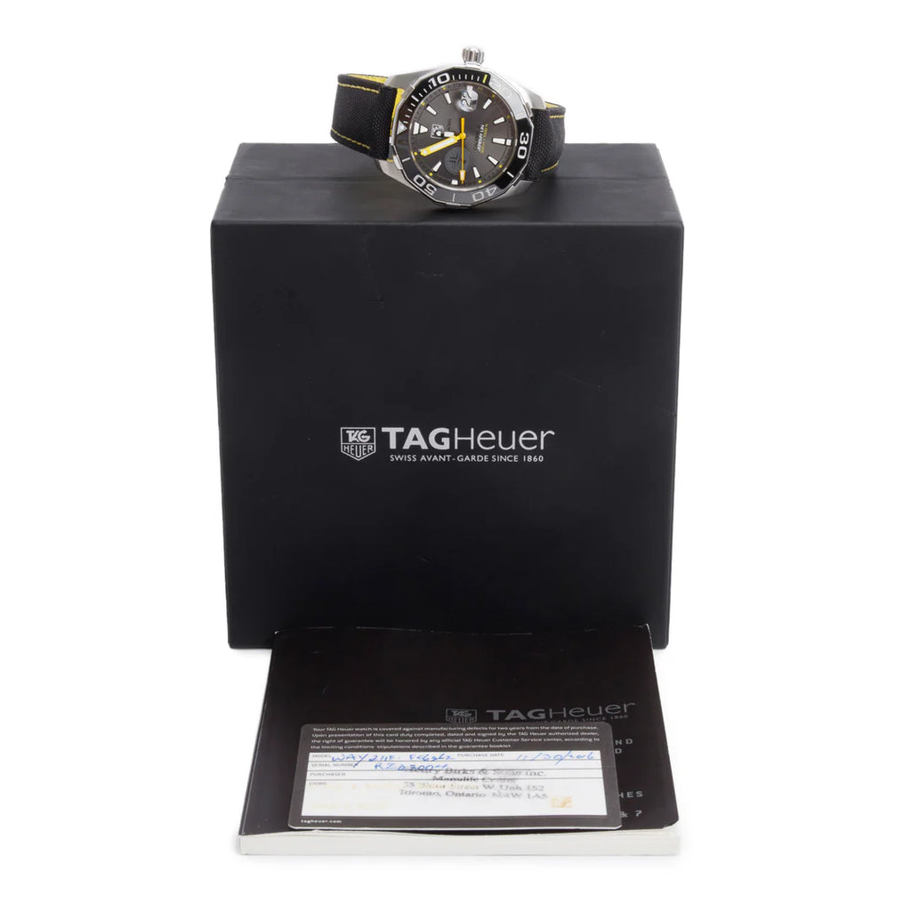 Stainless Steel Aquaracer Jeremy Lin Special Edition 41 MM Automatic Watch Grey Dial WAY211F w/ Box &amp; Papers