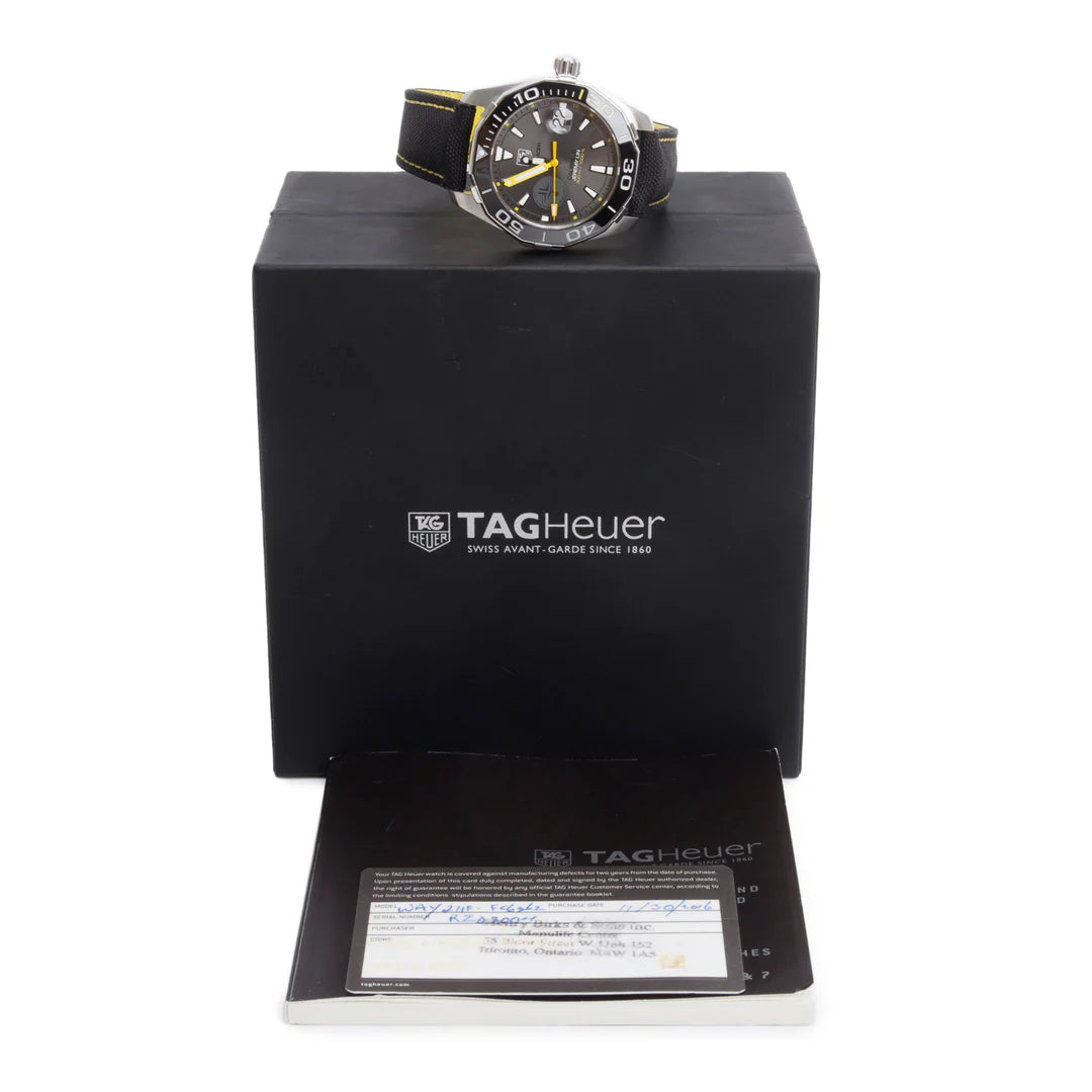 Stainless Steel Aquaracer Jeremy Lin Special Edition 41 MM Automatic Watch Grey Dial WAY211F w/ Box &amp; Papers