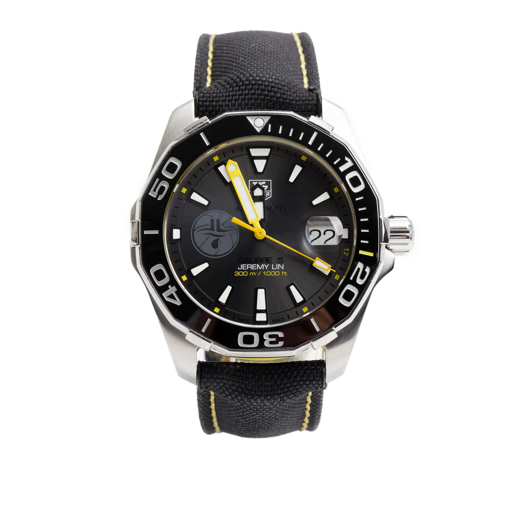 Stainless Steel Aquaracer Jeremy Lin Special Edition 41 MM Automatic Watch Grey Dial WAY211F w/ Box &amp; Papers