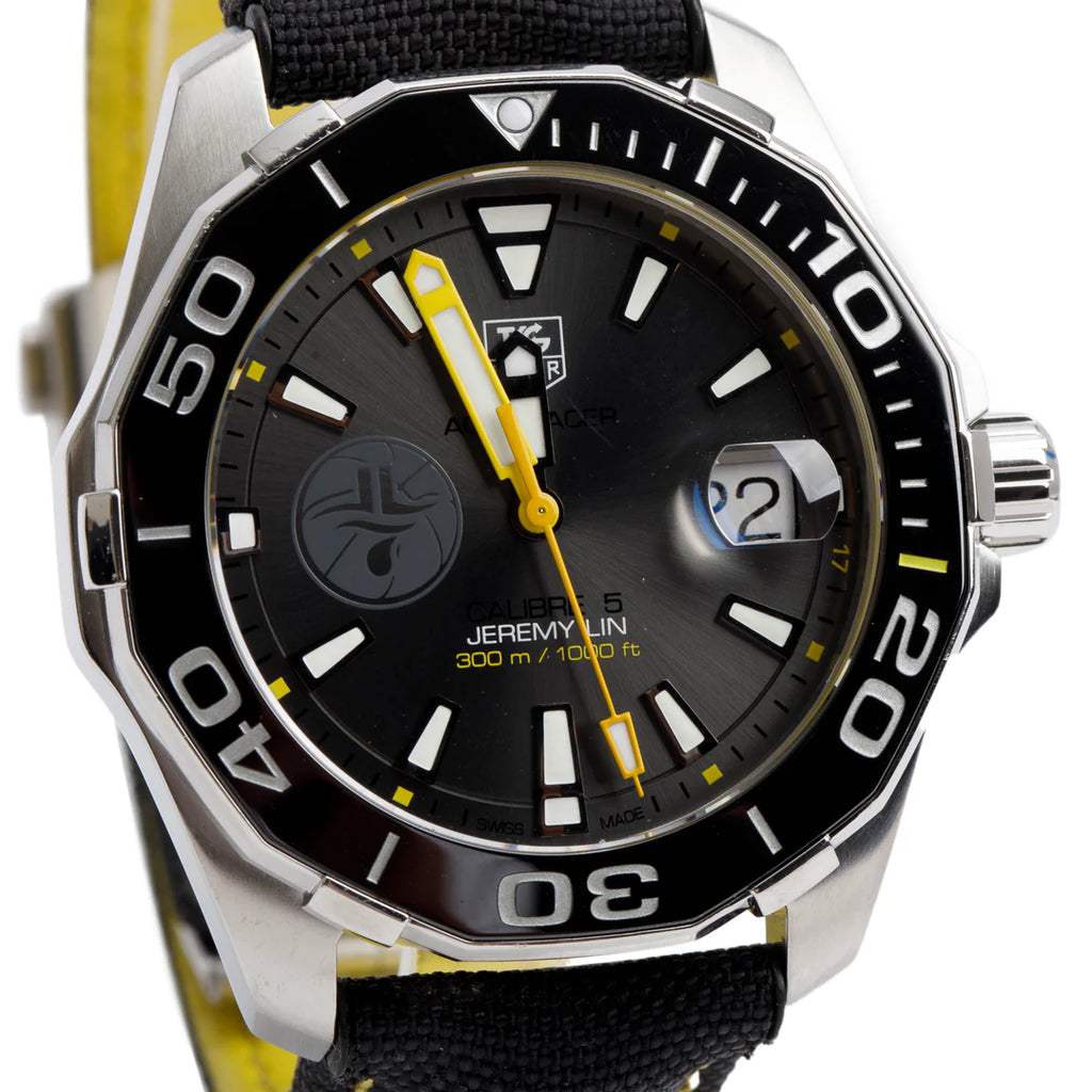 Stainless Steel Aquaracer Jeremy Lin Special Edition 41 MM Automatic Watch Grey Dial WAY211F w/ Box &amp; Papers