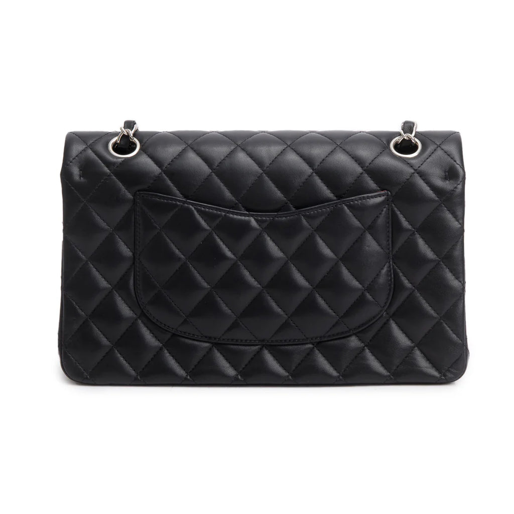 Black Quilted Lambskin Leather Classic Medium Double Flap Bag