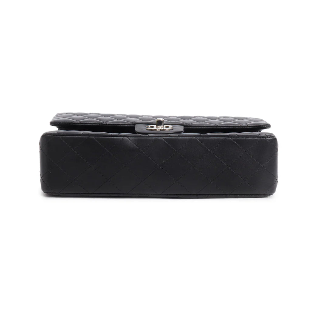 Black Quilted Lambskin Leather Classic Medium Double Flap Bag