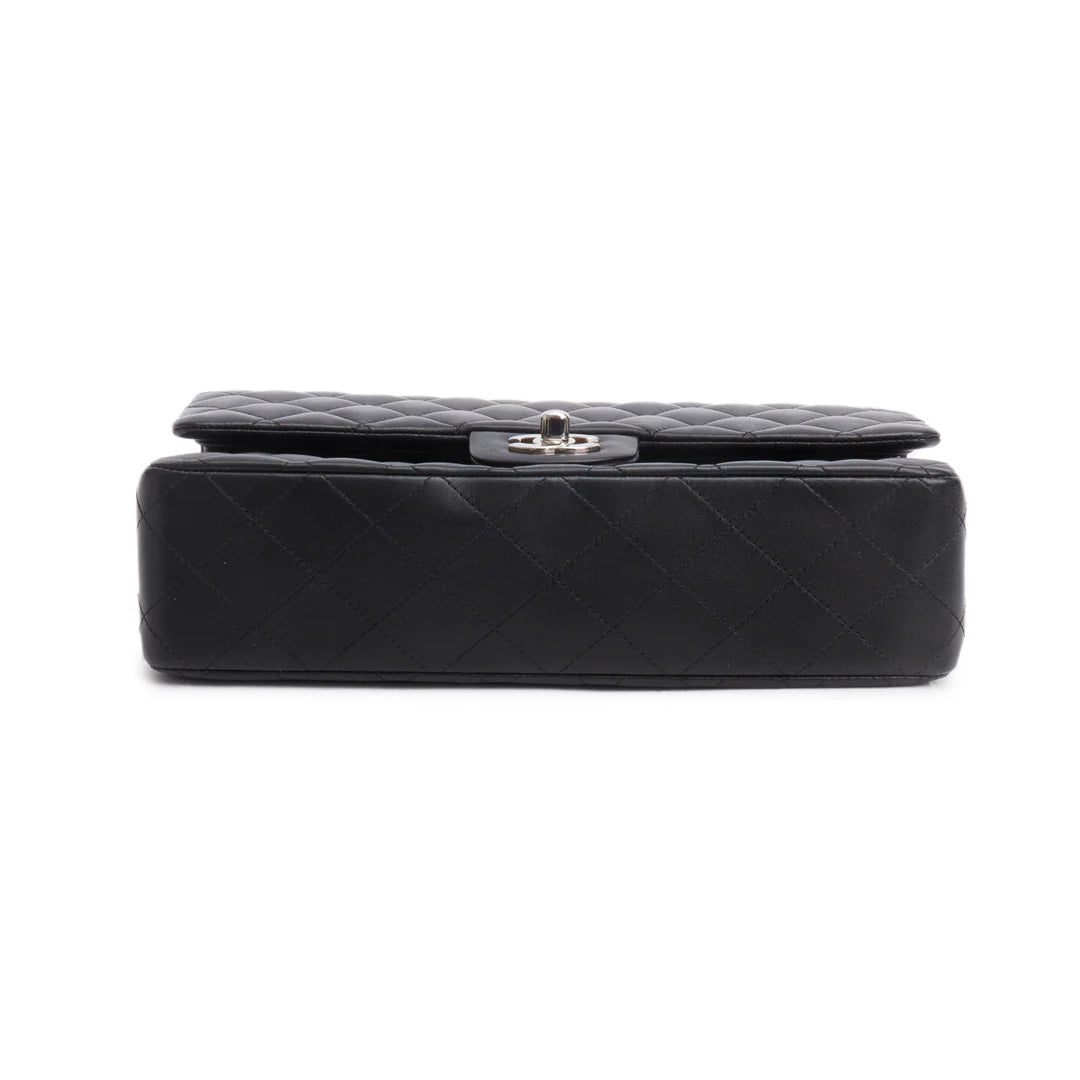 Black Quilted Lambskin Leather Classic Medium Double Flap Bag