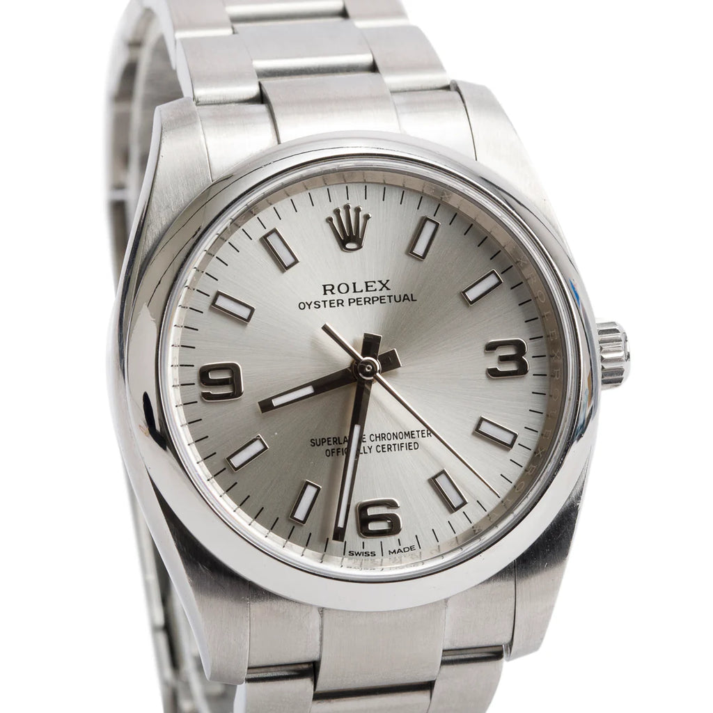 Stainless Steel Oyster Perpetual Air King 34 MM Automatic Watch Silver Dial 114200