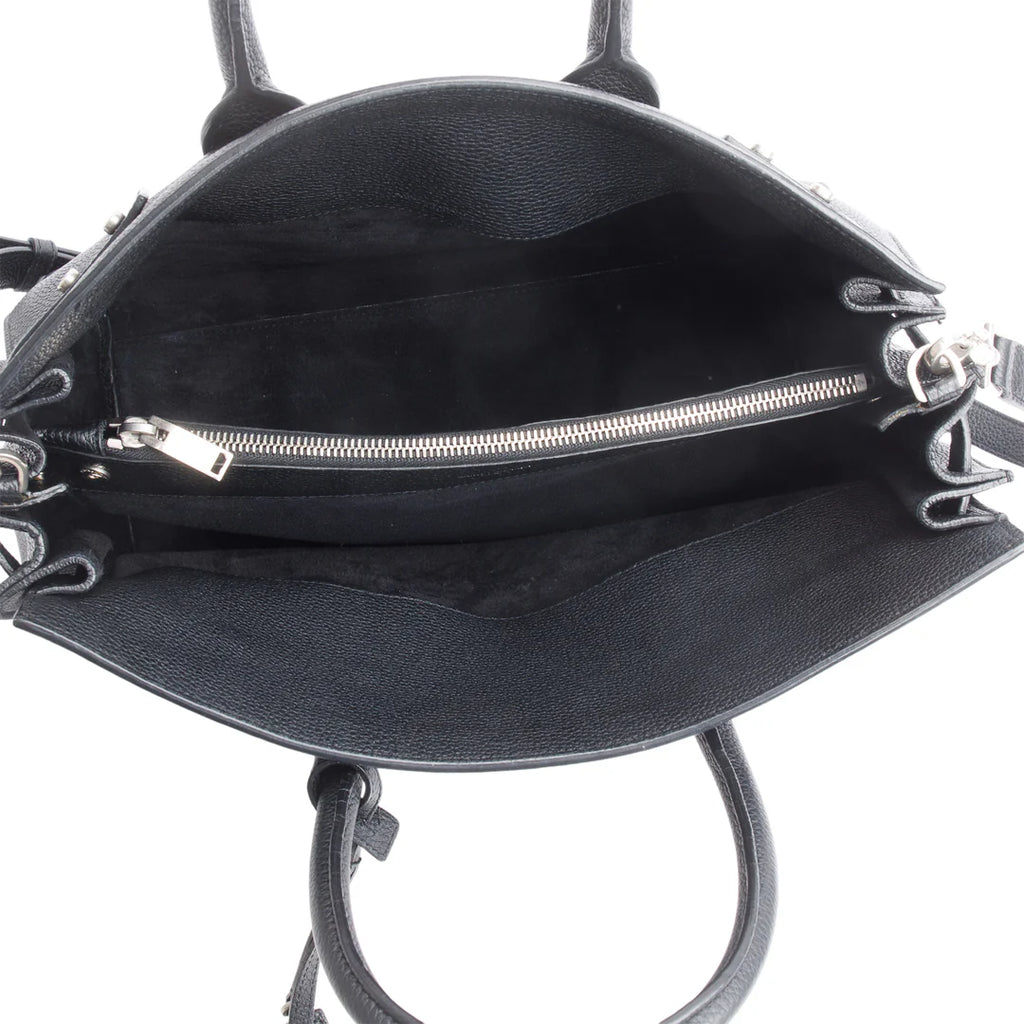 Black Supple Grained Leather Small Sac de Jour w/ Strap