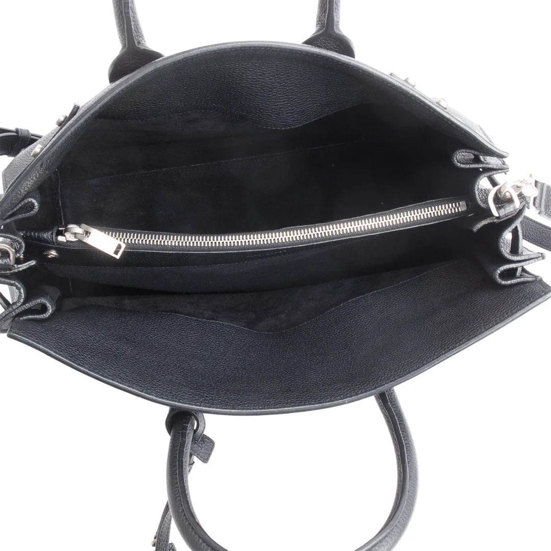 Black Supple Grained Leather Small Sac de Jour w/ Strap