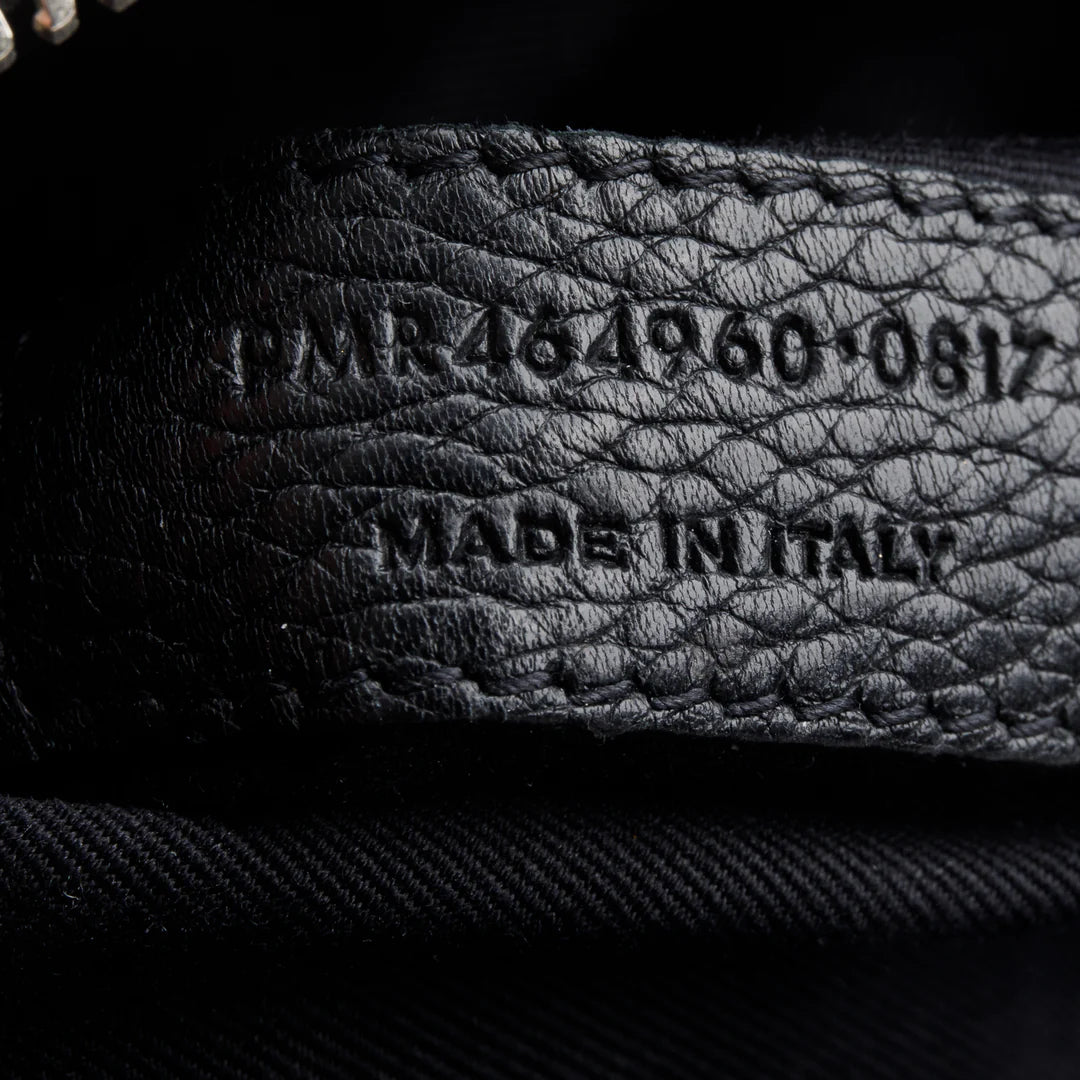 Black Supple Grained Leather Small Sac de Jour w/ Strap