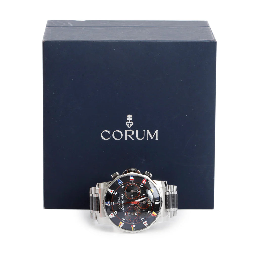 Stainless Steel &amp; Black PVD Admiral's Cup Regatta 44 MM Automatic Chronograph Watch w/ Box &amp; Papers