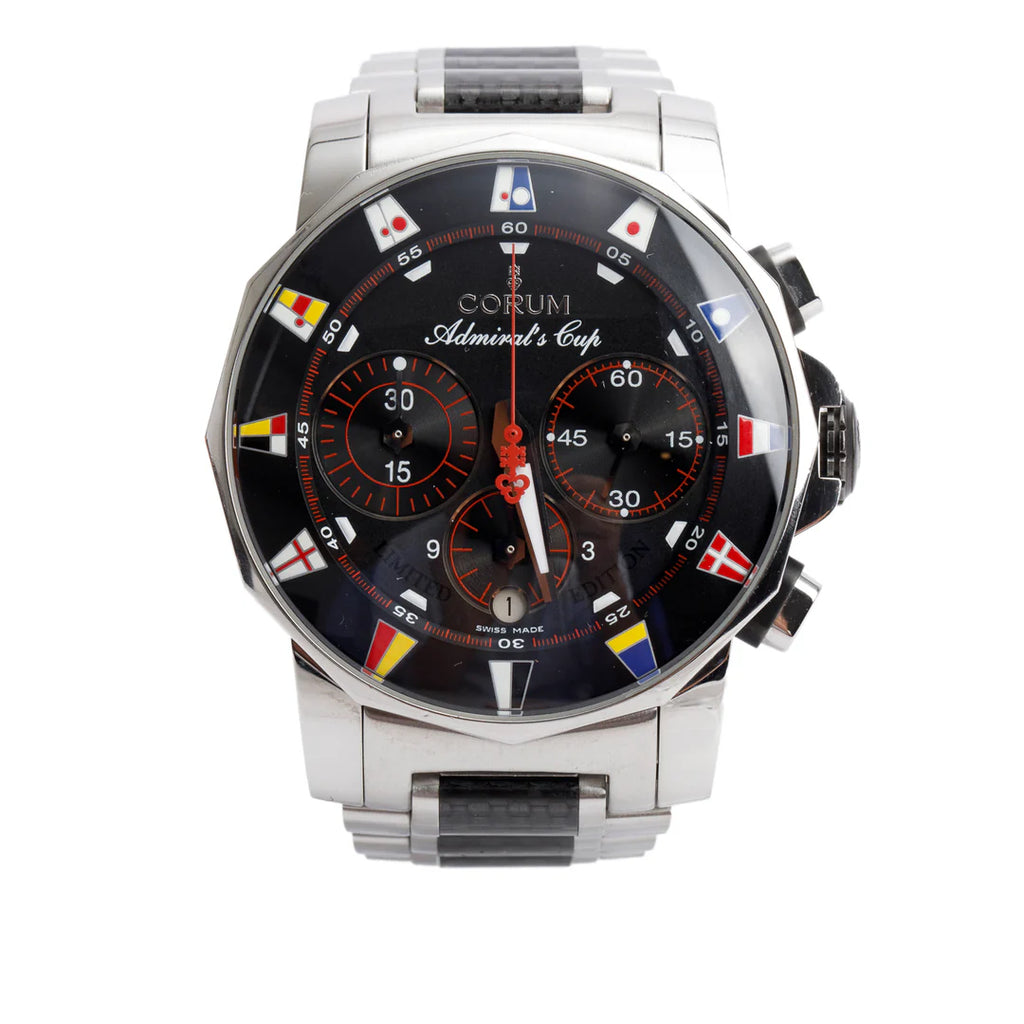 Stainless Steel &amp; Black PVD Admiral's Cup Regatta 44 MM Automatic Chronograph Watch w/ Box &amp; Papers