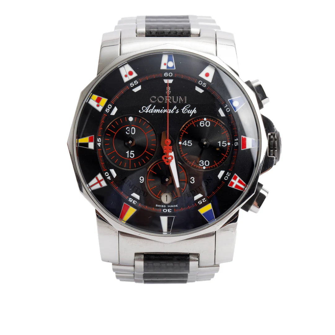 Stainless Steel &amp; Black PVD Admiral's Cup Regatta 44 MM Automatic Chronograph Watch w/ Box &amp; Papers