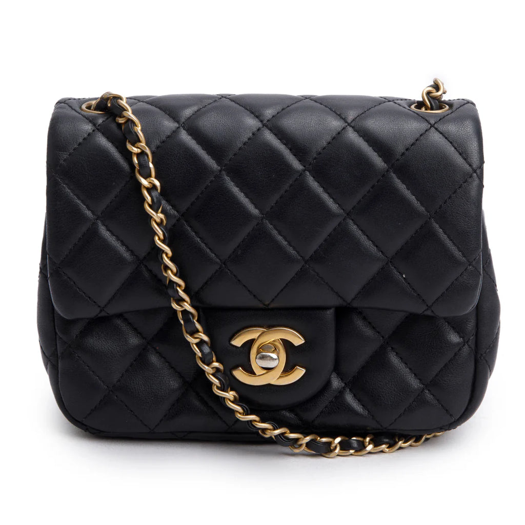 2020 Black Lambskin Romance Mini Square Flap Bag w/ Box &amp; Receipt