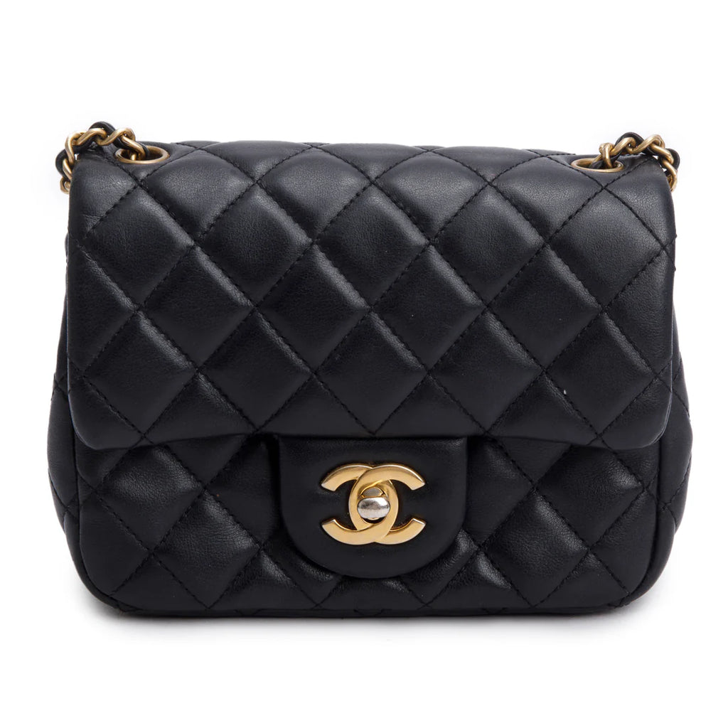 2020 Black Lambskin Romance Mini Square Flap Bag w/ Box &amp; Receipt