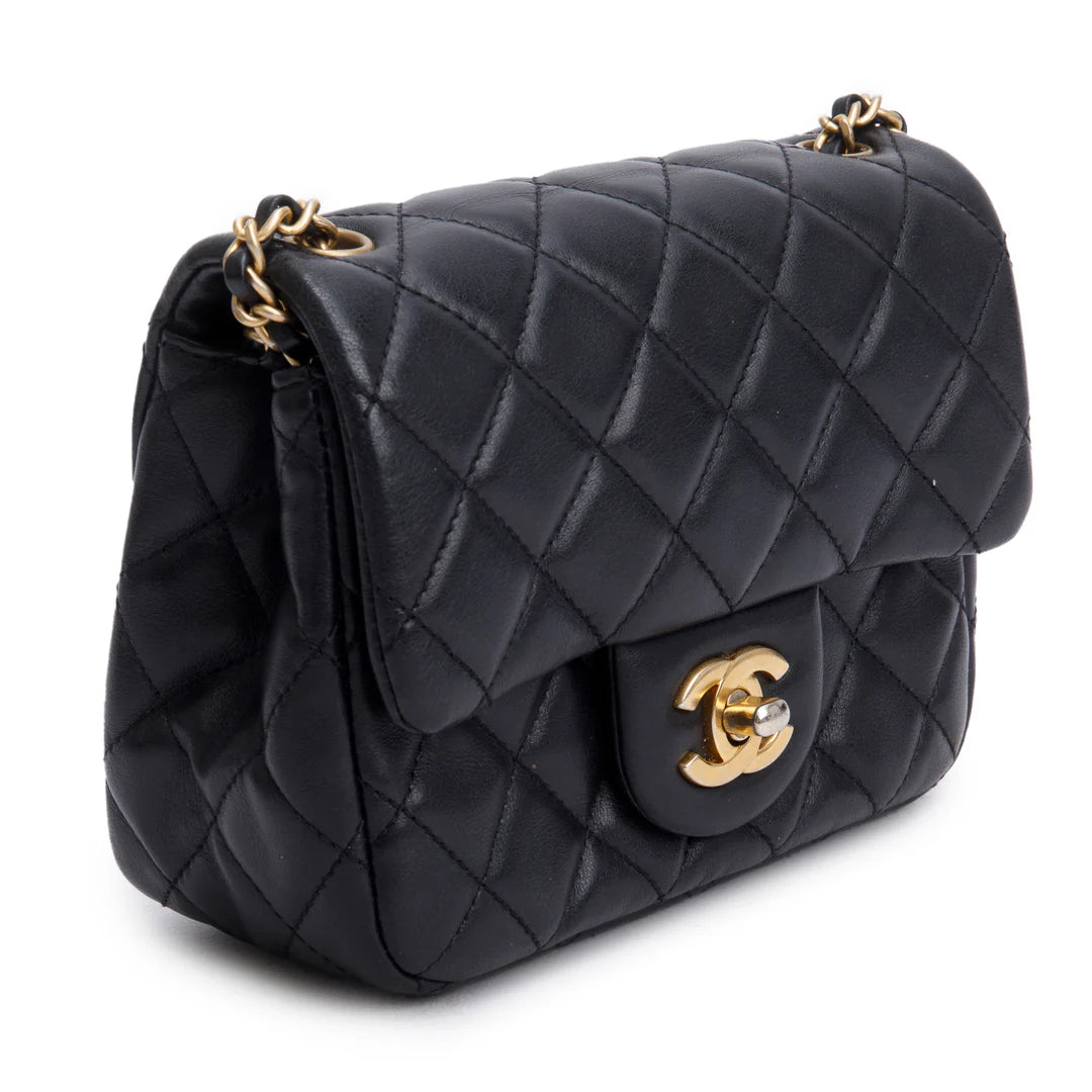2020 Black Lambskin Romance Mini Square Flap Bag w/ Box &amp; Receipt