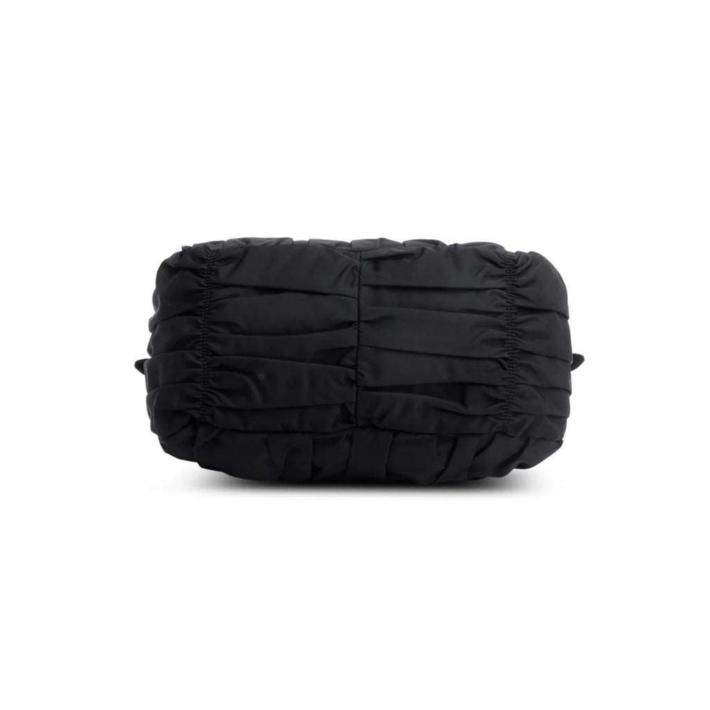 Black Leather-Trimmed Tessuto Gaufre Tote w/ Strap