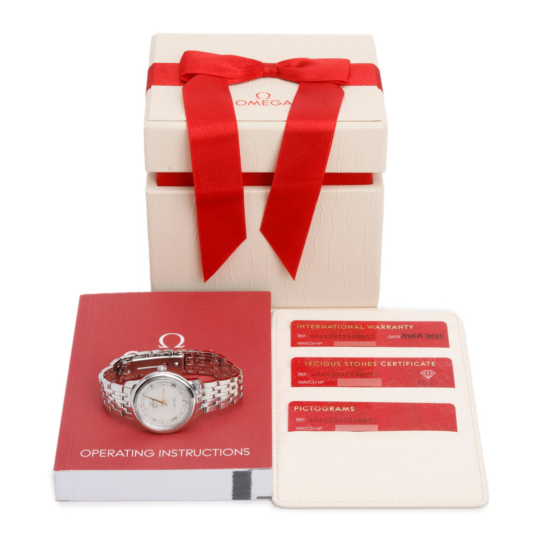 2025 Stainless Steel De Ville Prestige 32.7 MM Automatic Watch Mother of Pearl Diamond Dial w/ Box &amp; Papers