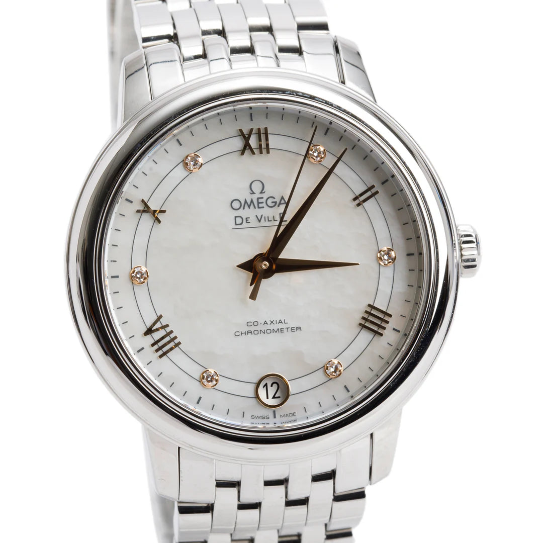 2025 Stainless Steel De Ville Prestige 32.7 MM Automatic Watch Mother of Pearl Diamond Dial w/ Box &amp; Papers