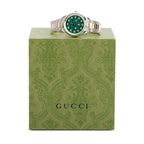 Stainless Steel &amp; 18k Yellow Gold G-Timeless 32 MM Quartz Watch Green Dial YA1265042 w/ Box